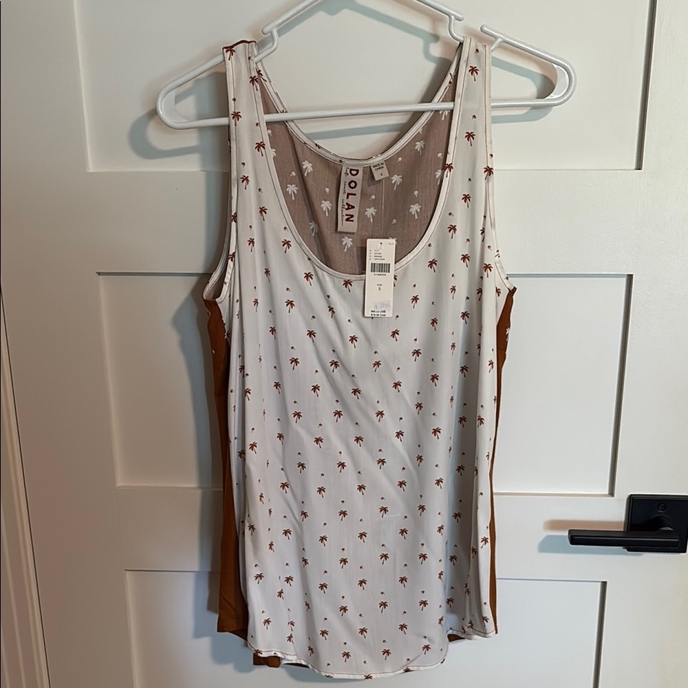 Dolan Cream and White Tank Top with Scoop Neckline